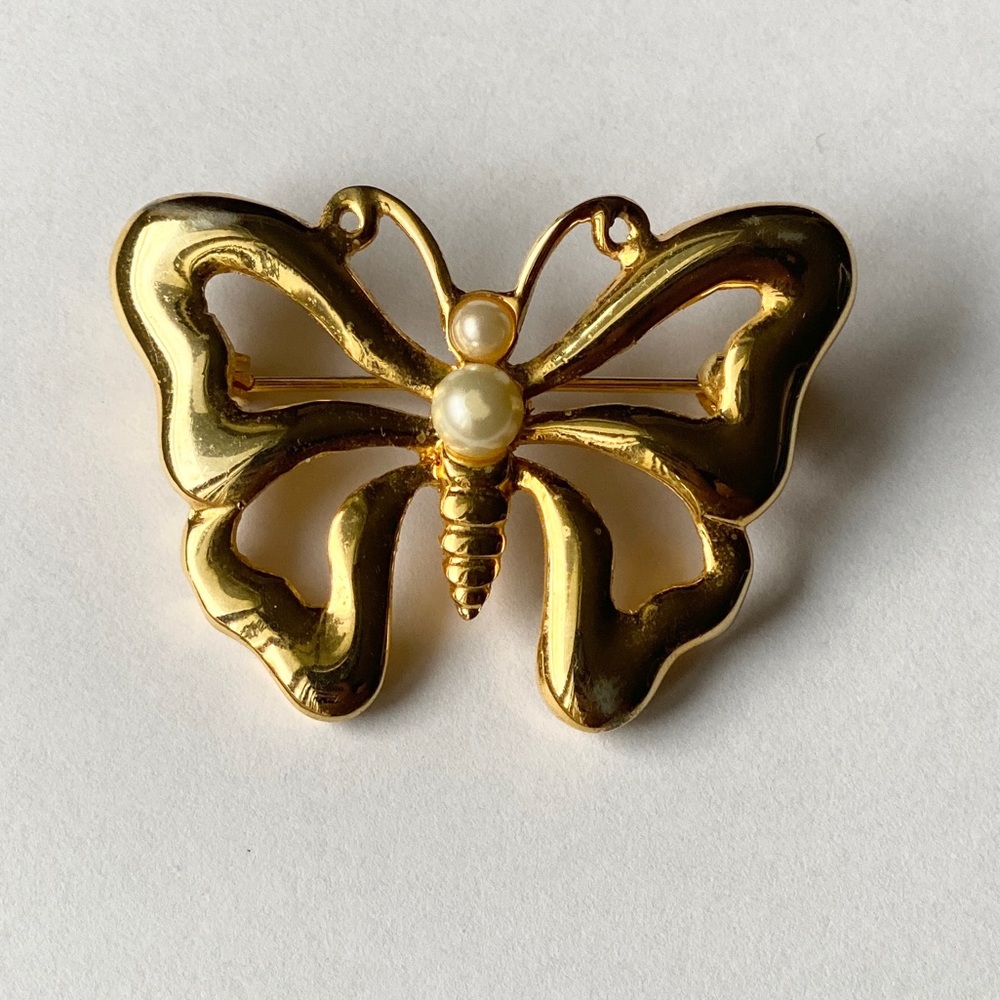 Gold Butterfly Brooch